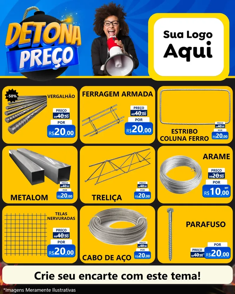Modelo de Rede Social para Feed Instagram com o tema Detona Preços para Ferragens