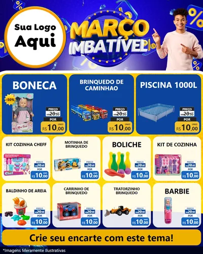 Modelo de Rede Social para Feed Instagram com o tema Março Imbatível para Brinquedos