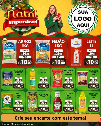 Modelo de Rede Social para Feed Instagram com o tema Natal Imperdível para Supermercado