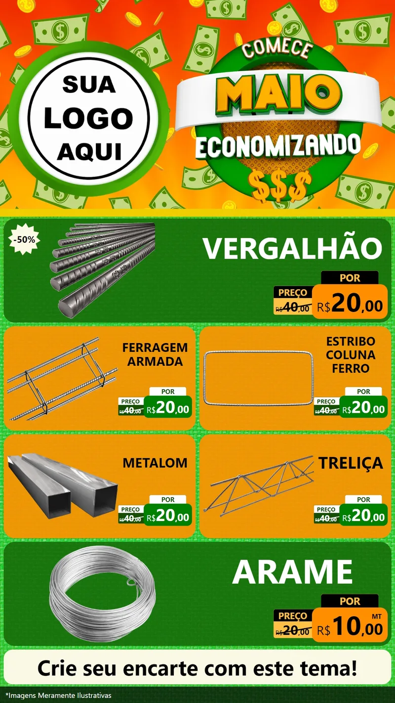 Modelo de TV para TV Vertical com o tema Comece Maio Economizando para Ferragens