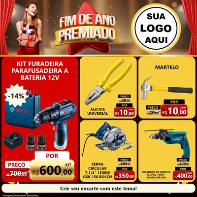 Modelo de Rede Social para Feed Facebook com o tema Fim de Ano Premiado para Maquinas e Ferramentas