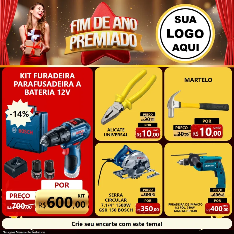 Modelo de Rede Social para Feed Facebook com o tema Fim de Ano Premiado para Maquinas e Ferramentas
