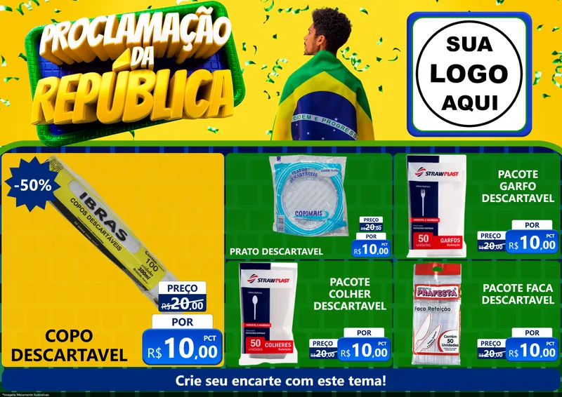 Modelo de Encarte para Encarte A4 Horizontal com o tema Proclamação da República para Embalagens