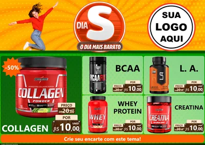 Modelo de Encarte para Encarte A4 Horizontal com o tema Dia S - O Dia Mais Barato para Suplementos alimentares