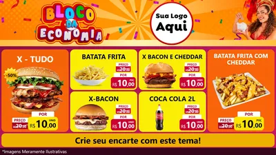 Modelo de TV para TV Horizontal com o tema Bloco da Economia para Hamburgueria