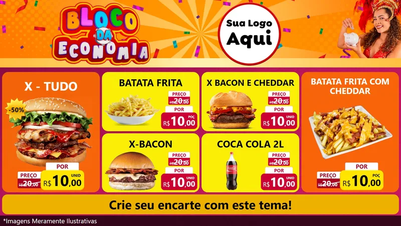 Modelo de TV para TV Horizontal com o tema Bloco da Economia para Hamburgueria