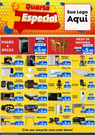 Modelo de Encarte para Encarte A4 Vertical com o tema Quarta Mais Especial para Móveis e Eletro