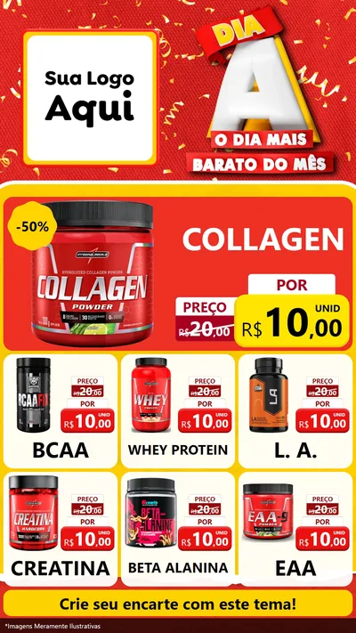 Modelo de Rede Social para Stories com o tema Dia A o Dia Mais Barato do Mês para Suplementos alimentares