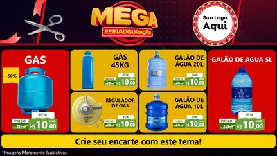 Modelo de TV para TV Horizontal com o tema Mega Reinauguração para Água e gás