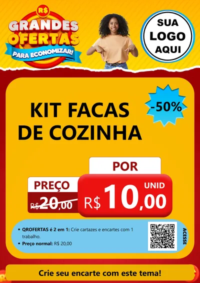 Modelo de Cartaz para Cartaz A4 Vertical com o tema Grandes Ofertas Para Economizar! para Utilidades Domésticas