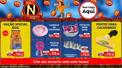 Modelo de TV para TV Horizontal com o tema Dia N - O Dia Mais Barato Do Mês para Pet Shop