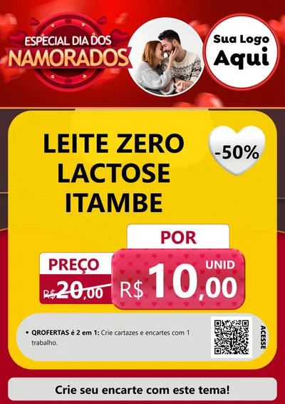 Modelo de Cartaz para Cartaz A4 Vertical com o tema Especial Dia Dos Namorados para Frios e Laticínios