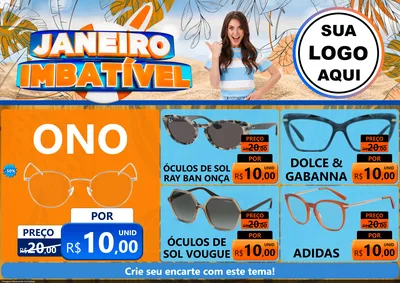 Modelo de Encarte para Encarte A4 Horizontal com o tema Janeiro Imbatível para Óticas