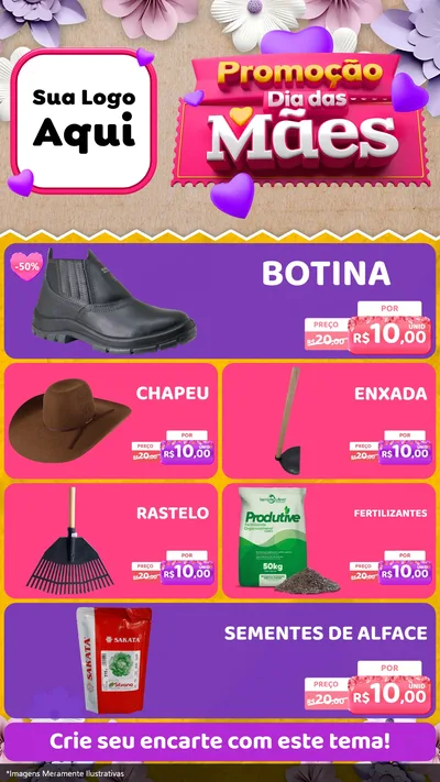 Modelo de TV para TV Vertical com o tema Promoção Dia das Mães para Agropecuária