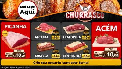 Modelo de TV para TV Horizontal com o tema Fim de Semana do Churrasco para Açougue