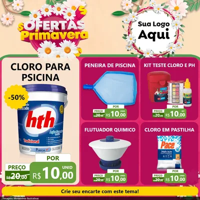 Modelo de Rede Social para Feed Facebook com o tema Ofertas de Primavera para Produtos para Piscina