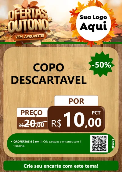 Modelo de Cartaz para Cartaz A4 Vertical com o tema Ofertas de Outono - Vem, Aproveite! para Embalagens