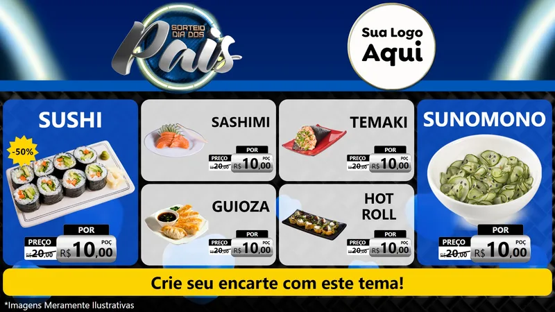 Modelo de TV para TV Horizontal com o tema Sorteio Dia Dos Pais para Comida japonesa