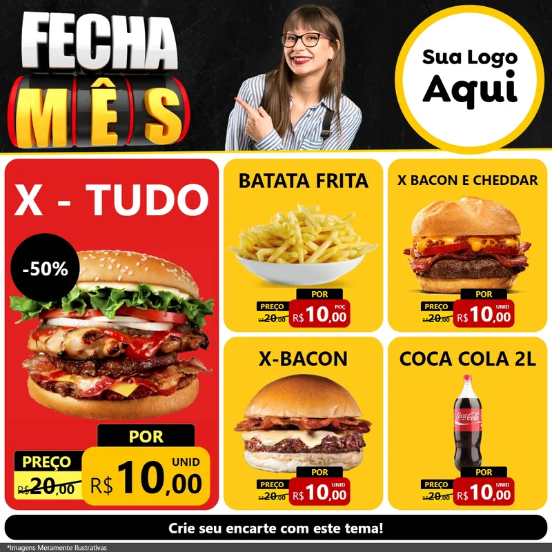 Modelo de Rede Social para Feed Facebook com o tema Fecha Mês para Hamburgueria
