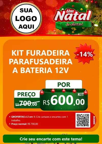 Modelo de Cartaz para Cartaz A4 Vertical com o tema Um Natal de Ofertas para Maquinas e Ferramentas