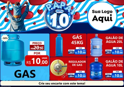 Modelo de Encarte para Encarte A4 Horizontal com o tema Papai Nota 10 para Água e gás