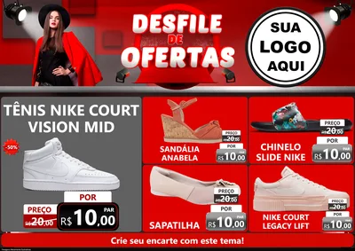 Modelo de Encarte para Encarte A4 Horizontal com o tema Desfile de Ofertas para Calçados