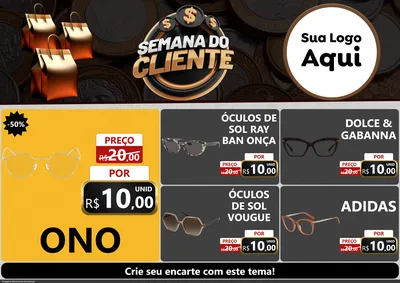 Modelo de Encarte para Encarte A4 Horizontal com o tema Semana do Cliente para Óticas