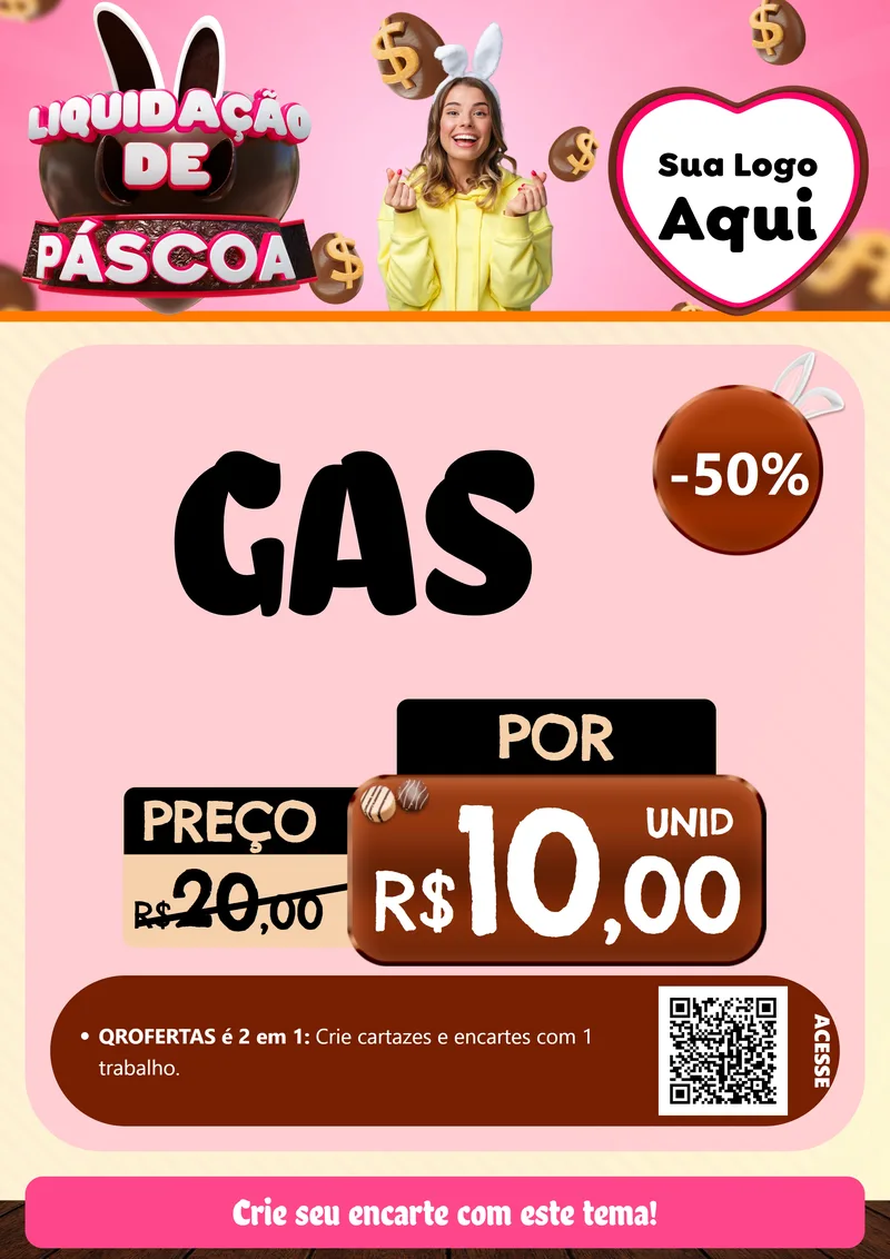 Modelo de Cartaz para Cartaz A4 Vertical com o tema Liquidação de Páscoa para Água e gás