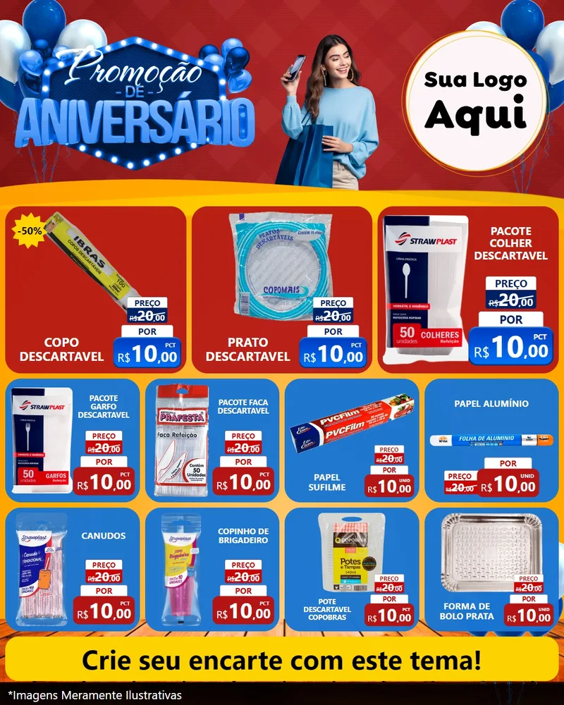 Modelo de Rede Social para Feed Instagram com o tema Promoção de Aniversário para Embalagens
