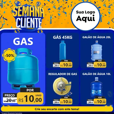 Modelo de Rede Social para Feed Facebook com o tema Semana do Cliente para Água e gás
