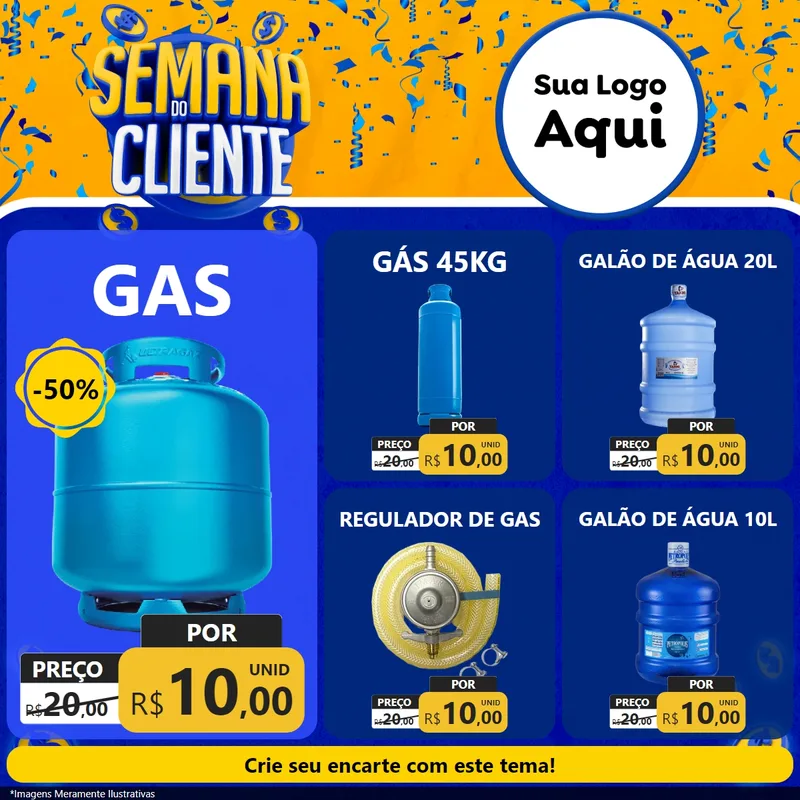 Modelo de Rede Social para Feed Facebook com o tema Semana do Cliente para Água e gás