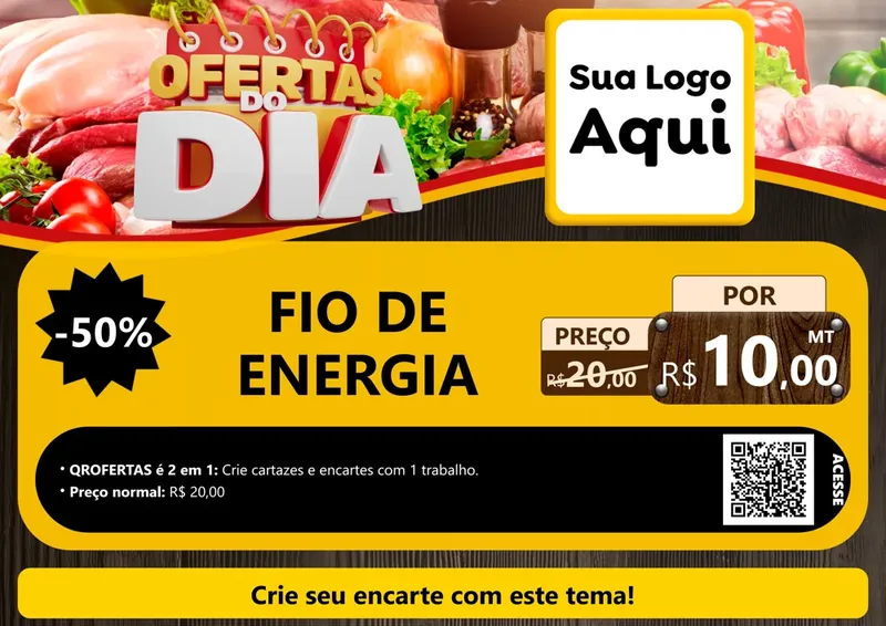 Modelo de Cartaz para Cartaz A4 Horizontal com o tema Ofertas do Dia para Materiais Elétricos