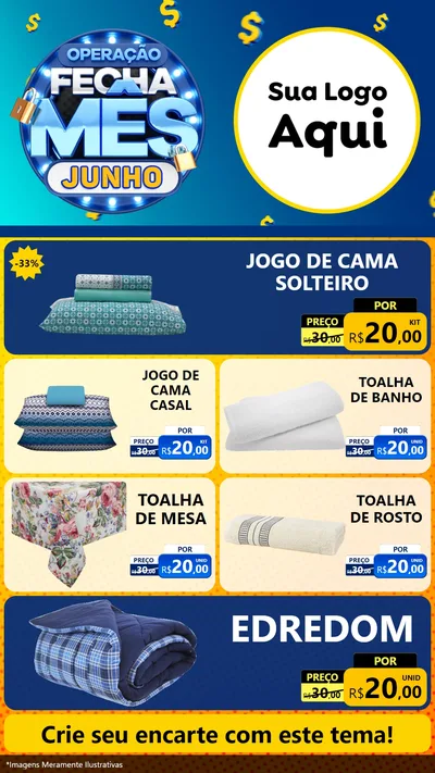 Modelo de TV para TV Vertical com o tema Operação Fecha Mês, Junho para Cama, Mesa e Banho