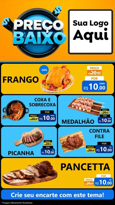 Modelo de TV para TV Vertical com o tema Preço Baixo para Assados