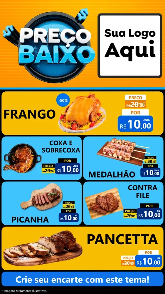 Modelo de TV para TV Vertical com o tema Preço Baixo para Assados