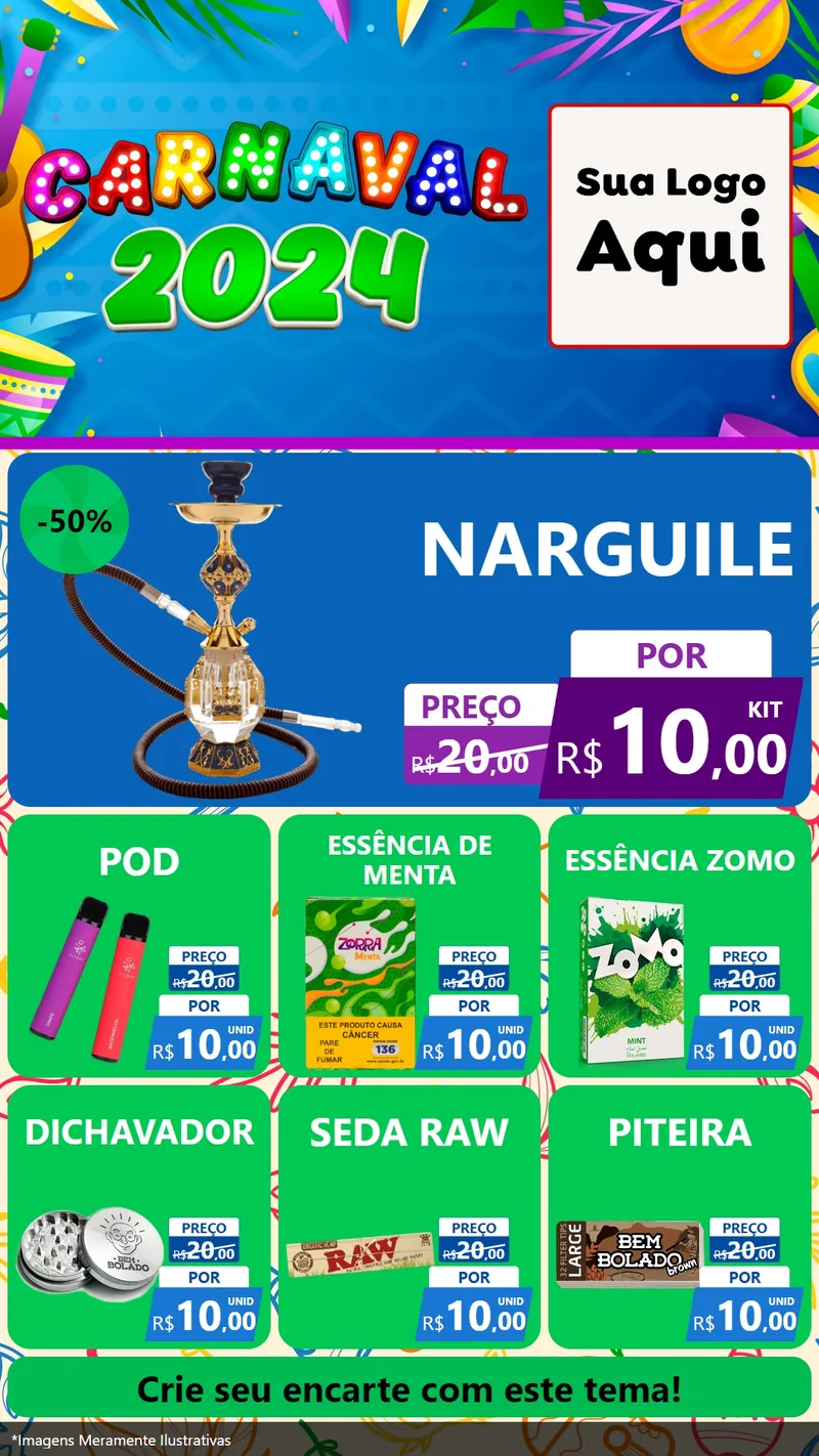 Modelo de Rede Social para Stories com o tema Carnaval 2027 para Tabacaria