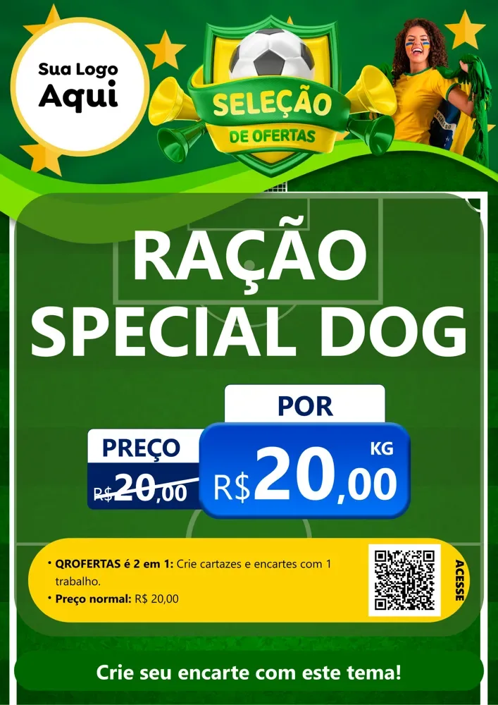 Modelo de Cartaz para Cartaz A4 Vertical com o tema Seleção de Ofertas - Copa para Pet Shop