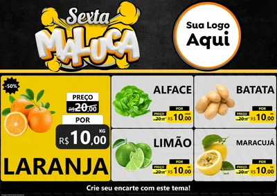 Modelo de Encarte para Encarte A4 Horizontal com o tema Sexta Maluca para Hortifrúti