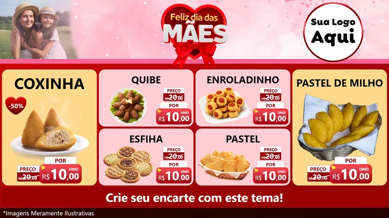 Modelo de TV para TV Horizontal com o tema Feliz Dia Das Mães para Salgadaria