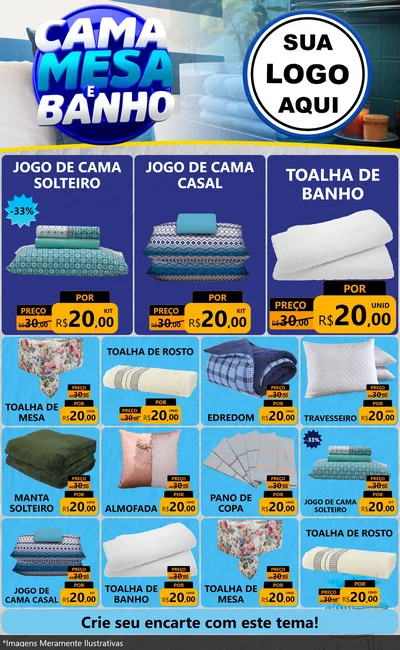 Modelo de Encarte para Encarte Grande com o tema Cama, Mesa e Banho para Cama, Mesa e Banho