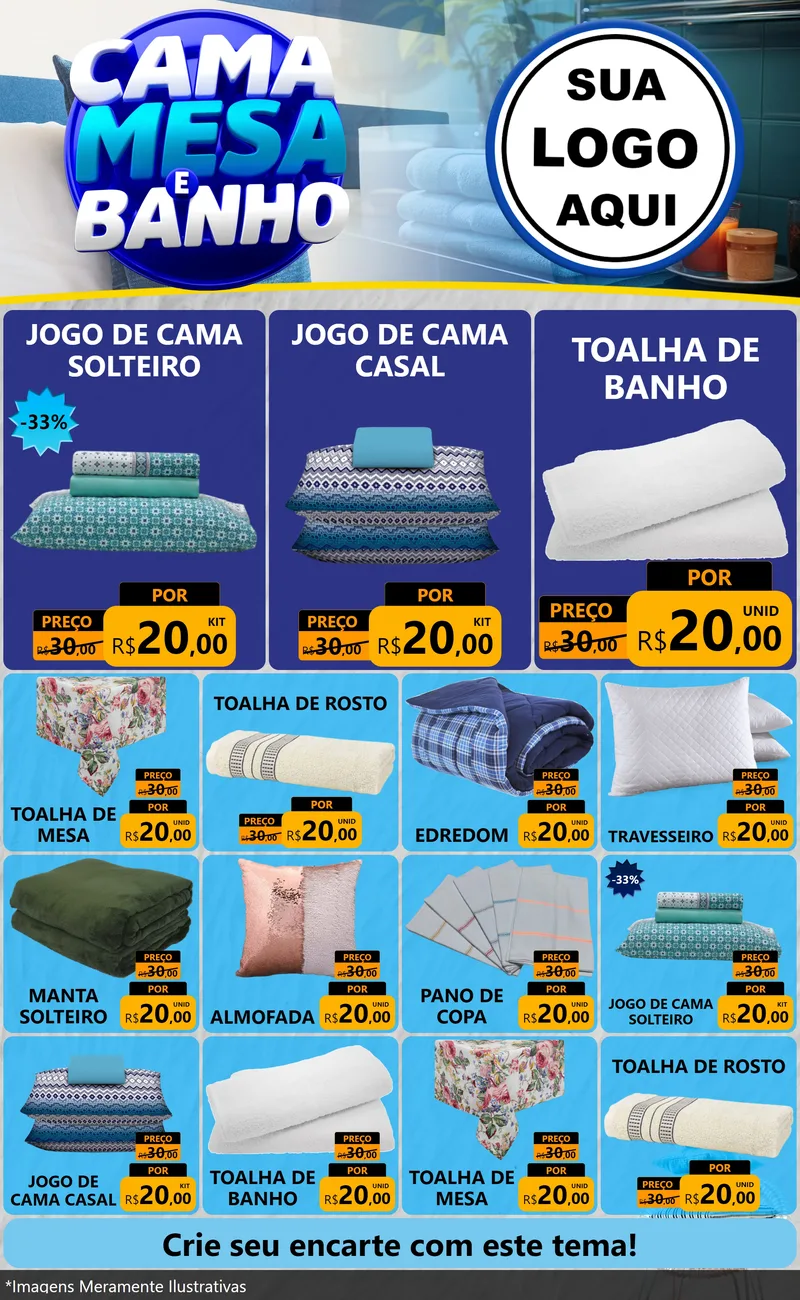 Modelo de Encarte para Encarte Grande com o tema Cama, Mesa e Banho para Cama, Mesa e Banho