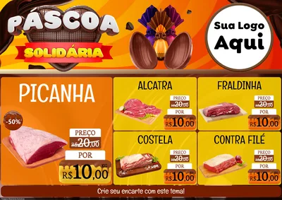 Modelo de Encarte para Encarte A4 Horizontal com o tema Páscoa Solidária para Açougue
