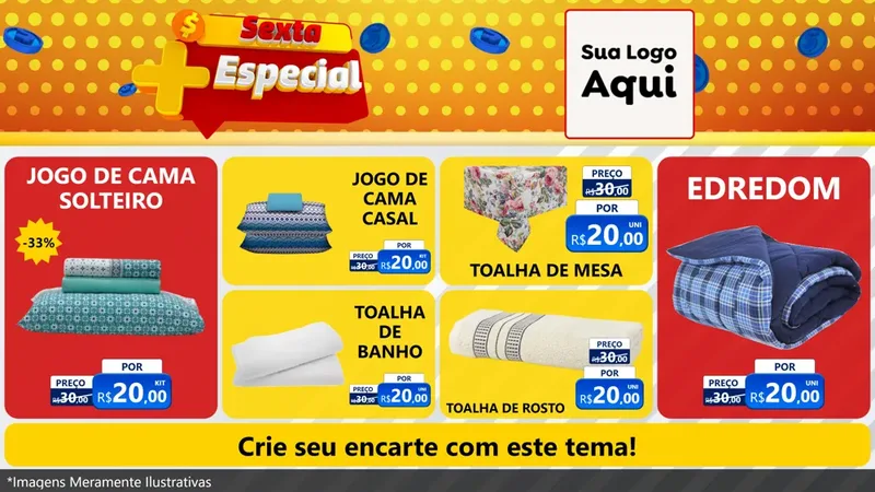 Modelo de TV para TV Horizontal com o tema Sexta Mais Especial para Cama, Mesa e Banho