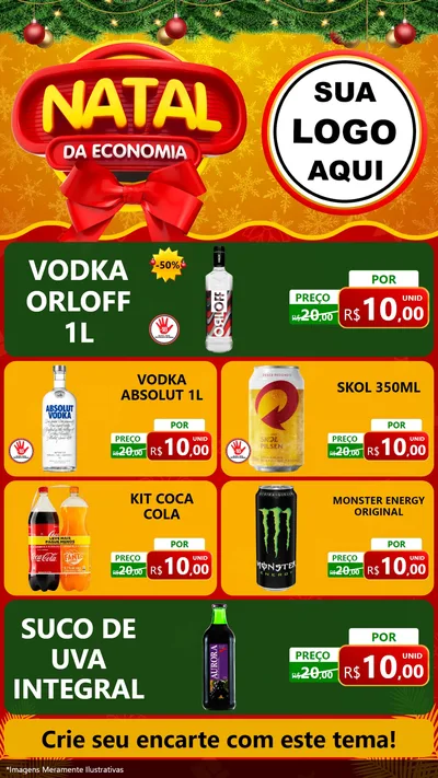 Modelo de TV para TV Vertical com o tema Natal da Economia para Distribuidora de bebidas