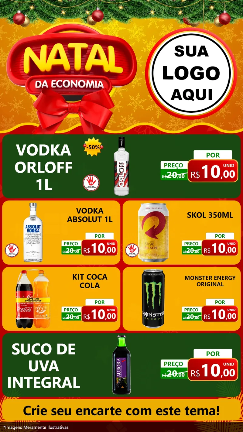 Modelo de TV para TV Vertical com o tema Natal da Economia para Distribuidora de bebidas