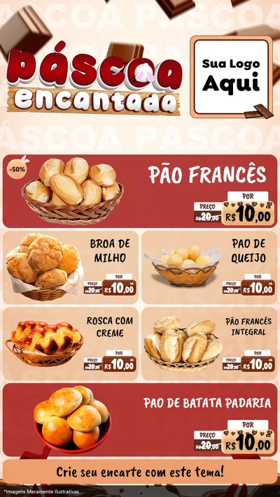 Modelo de TV para TV Vertical com o tema Páscoa Encantada para Padaria