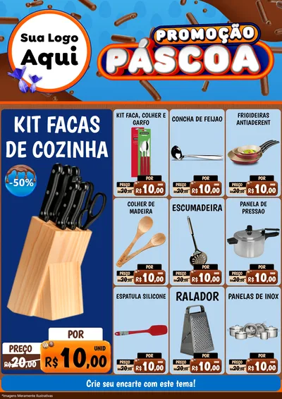 Modelo de Encarte para Encarte A4 Vertical com o tema Promoção Páscoa para Utilidades Domésticas