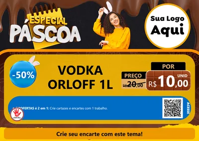 Modelo de Cartaz para Cartaz A4 Horizontal com o tema Especial Páscoa para Distribuidora de bebidas