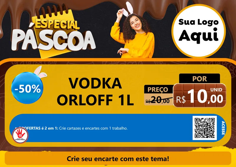 Modelo de Cartaz para Cartaz A4 Horizontal com o tema Especial Páscoa para Distribuidora de bebidas