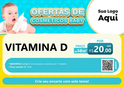 Modelo de Cartaz para Cartaz A4 Horizontal com o tema Ofertas de Cosméticos Baby para Farmácia